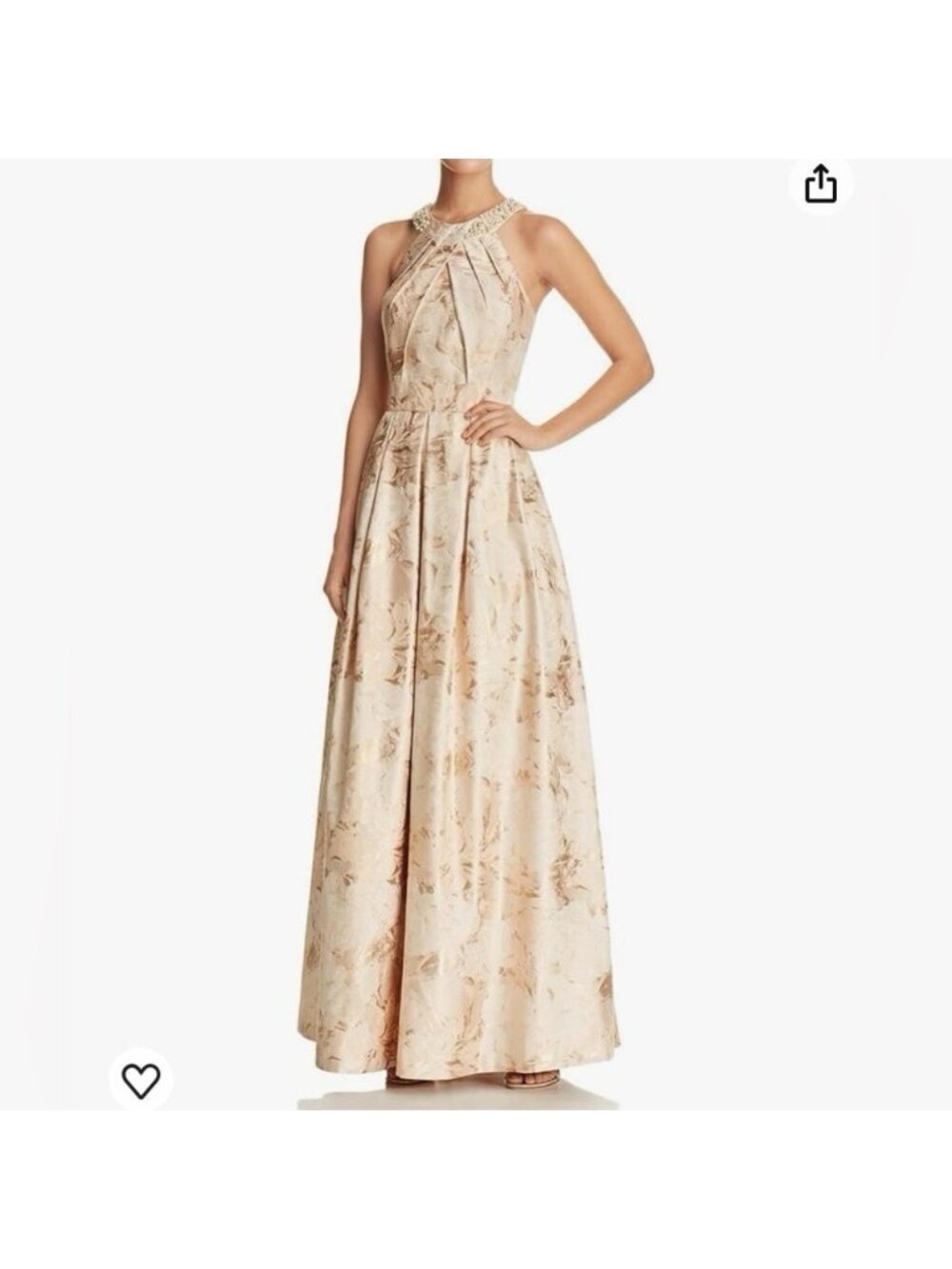 Elegant Eliza J. Cream Floral Jacquard Maxi Dress Size 8 NWT Pockets Formal new